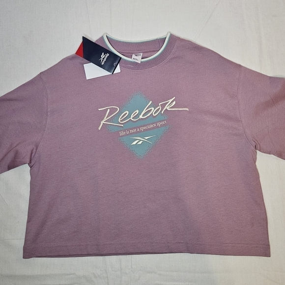 Reebok Pink Retro Logo Graphic Sweater Tee NWT 20" PTP - Picture 4 of 13